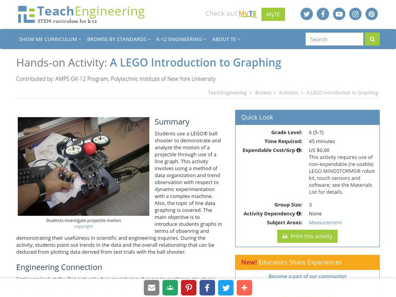 Teach Engineering: A Lego Introduction to Graphing Activity