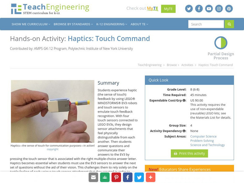 Teach Engineering: Haptics: Touch Command Activity
