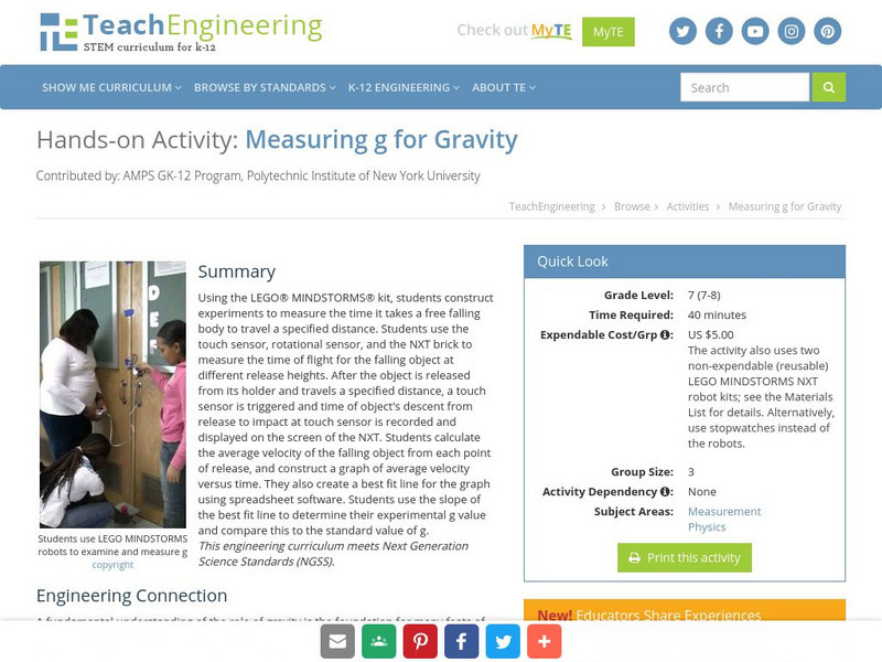 Teach Engineering: Measuring G Activity Teach Engineering: Measuring G Activity