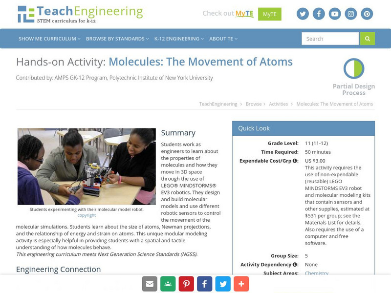 Teach Engineering: Molecules: The Movement of Atoms Activity Teach Engineering: Molecules: The Movement of Atoms Activity