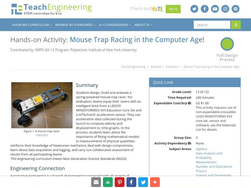 Teach Engineering: Mouse Trap Racing in the Computer Age! Activity Teach Engineering: Mouse Trap Racing in the Computer Age! Activity