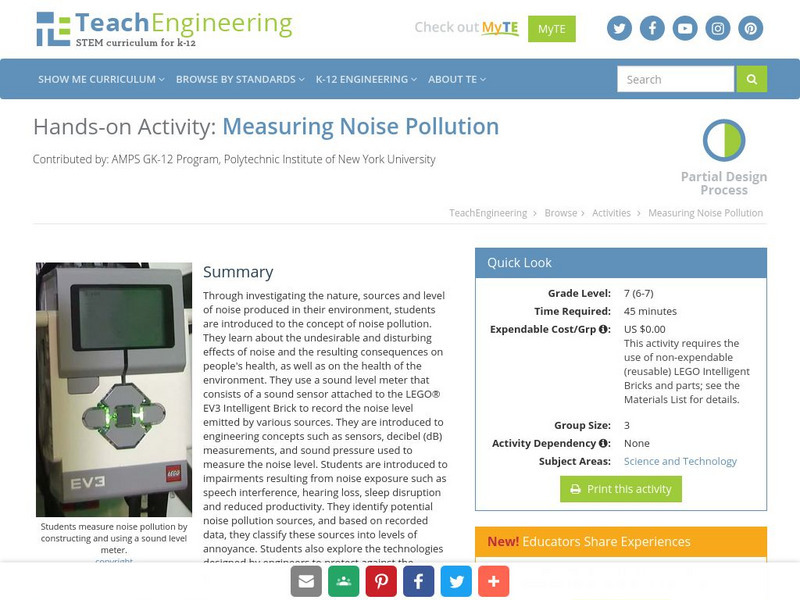 Teach Engineering: Measuring Noise Pollution Activity Teach Engineering: Measuring Noise Pollution Activity