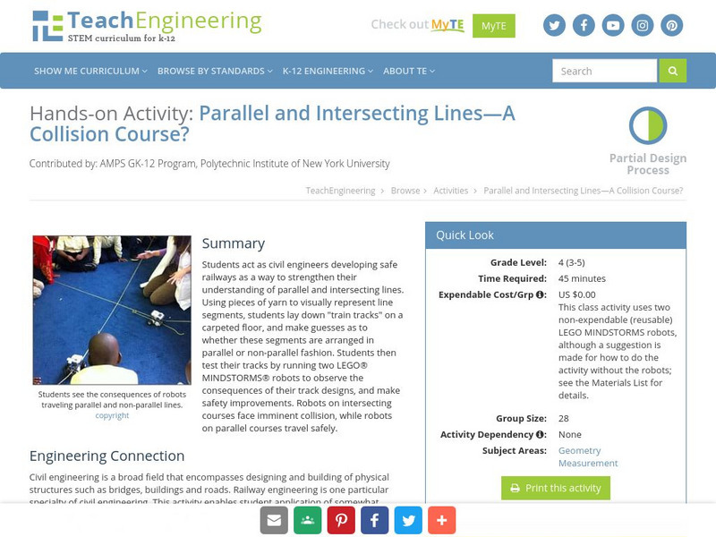 Teach Engineering: Parallel and Intersecting Lines: A Collision Course? Activity Teach Engineering: Parallel and Intersecting Lines: A Collision Course? Activity