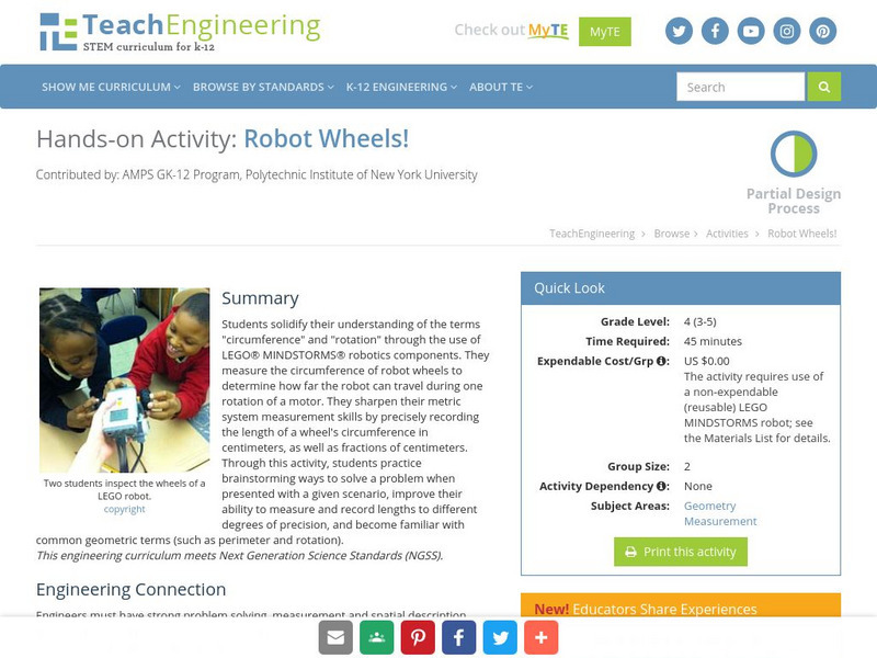Teach Engineering: Robot Wheels! Activity Teach Engineering: Robot Wheels! Activity