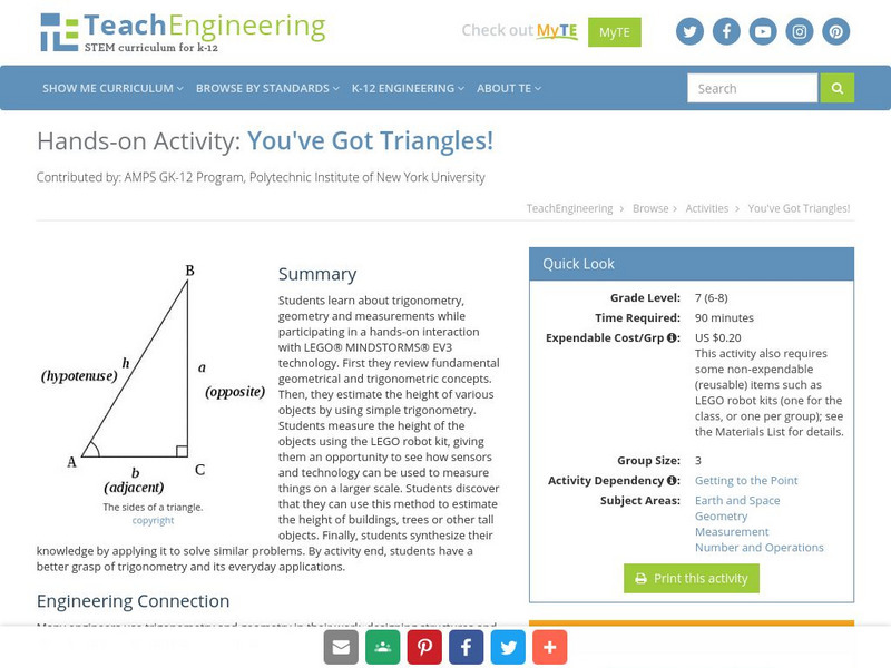 Teach Engineering: You've Got Triangles! Activity Teach Engineering: You've Got Triangles! Activity