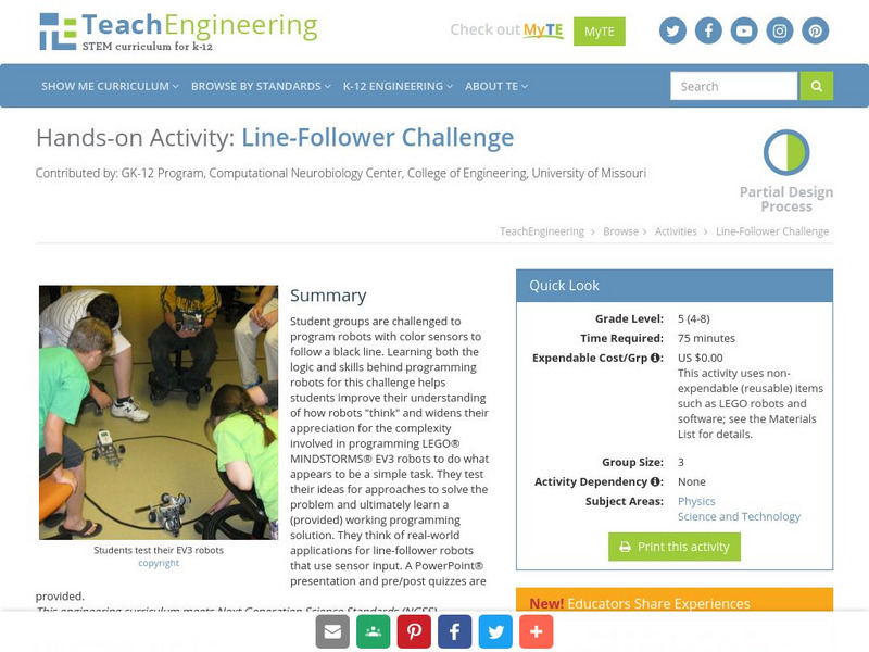 Teach Engineering: Line Follower Challenge Activity