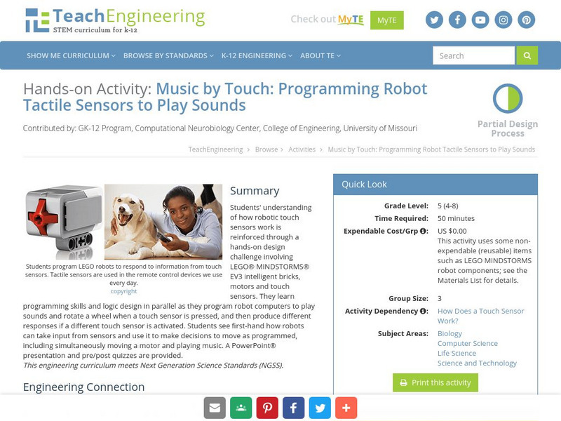 Teach Engineering: Music by Touch Activity Teach Engineering: Music by Touch Activity