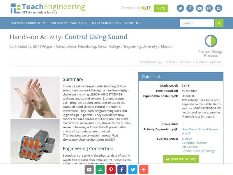 Teach Engineering: Control Using Sound Activity Teach Engineering: Control Using Sound Activity