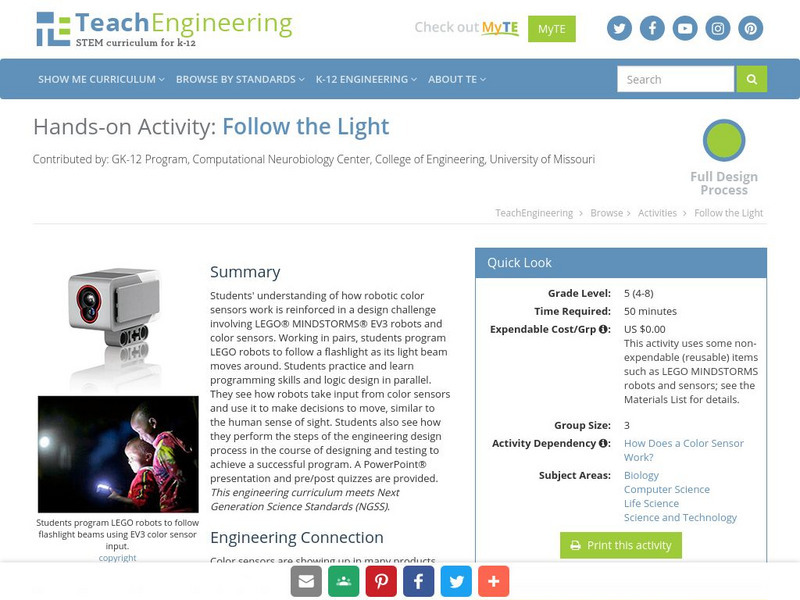 Teach Engineering: Follow the Light Activity Teach Engineering: Follow the Light Activity
