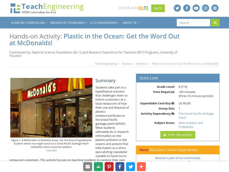 Teach Engineering: Get the Word Out at Mc Donalds! Activity Teach Engineering: Get the Word Out at Mc Donalds! Activity