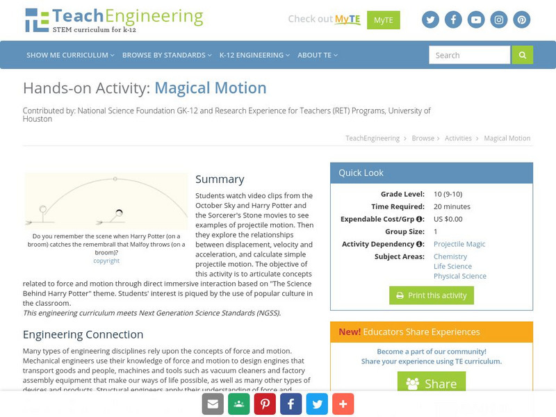 Teach Engineering: Magical Motion Activity Teach Engineering: Magical Motion Activity
