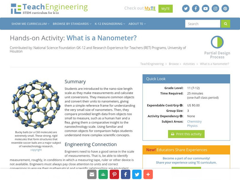 Teach Engineering: What Is a Nanometer? Activity Teach Engineering: What Is a Nanometer? Activity