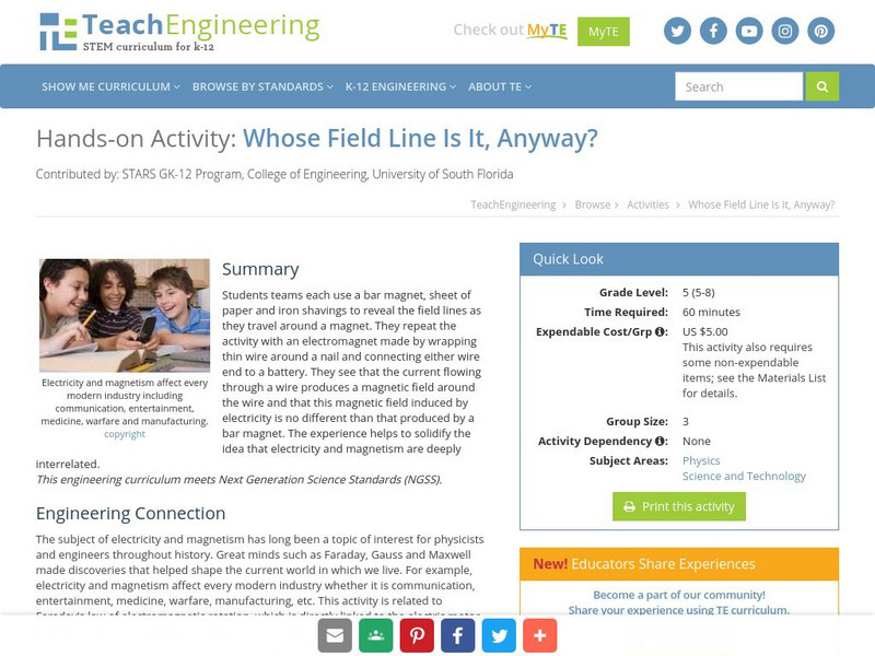 Teach Engineering: Whose Field Line Is It, Anyway? Activity