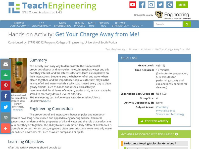 Teach Engineering: Get Your Charge Away From Me! Activity Teach Engineering: Get Your Charge Away From Me! Activity