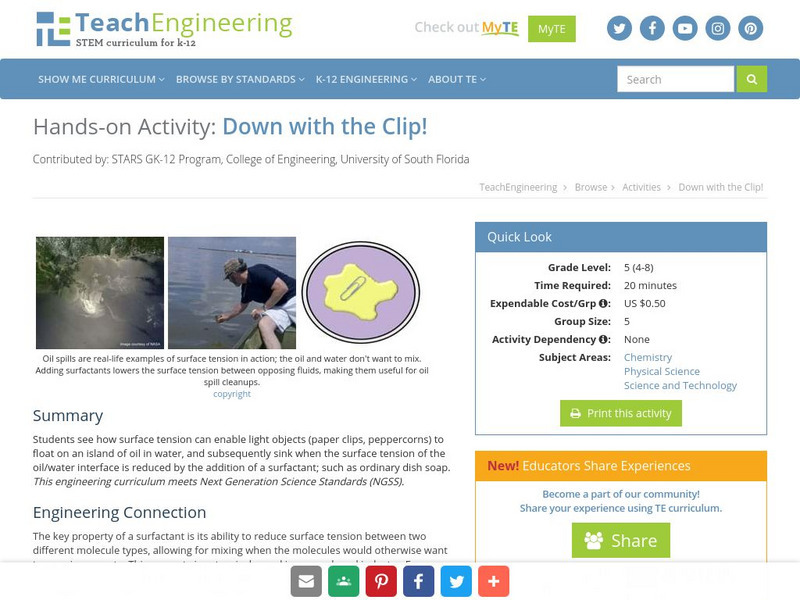 Teach Engineering: Down With the Clip! Activity Teach Engineering: Down With the Clip! Activity