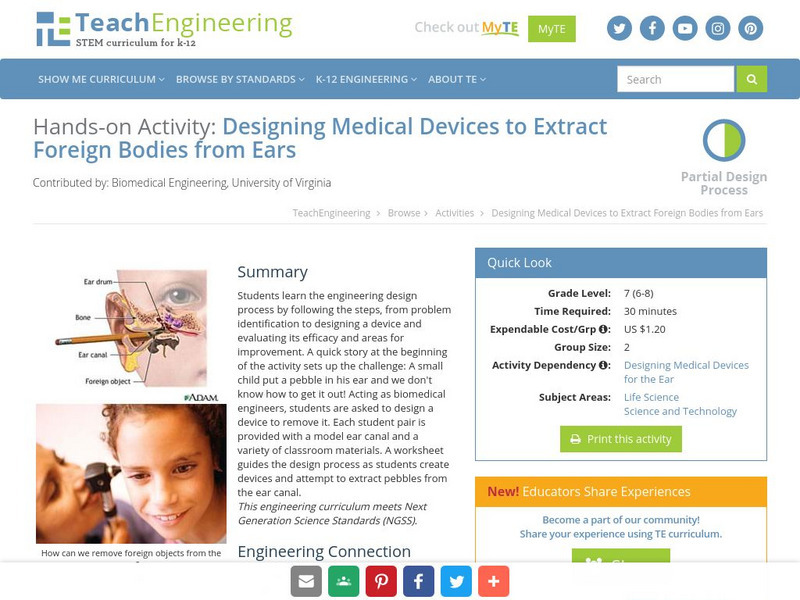 Teach Engineering: Designing a Medical Device Activity Teach Engineering: Designing a Medical Device Activity