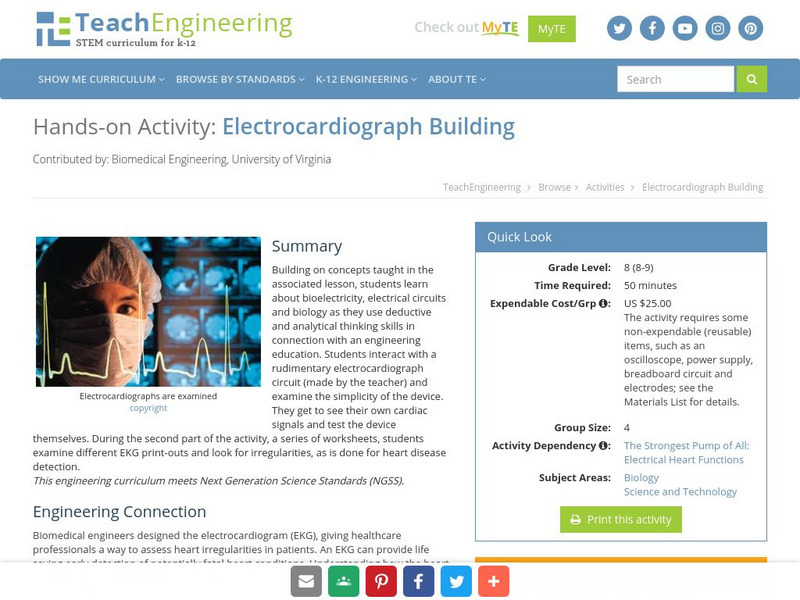 Teach Engineering: Electrocardiograph Building Activity