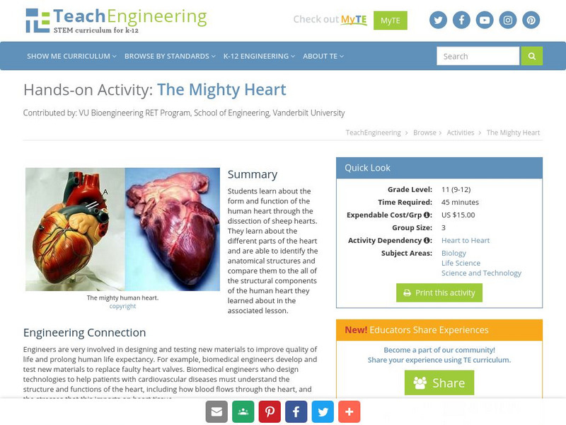 Teach Engineering: The Mighty Heart Activity Teach Engineering: The Mighty Heart Activity