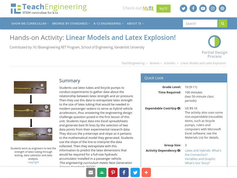 Teach Engineering: Linear Models and Latex Explosion! Activity Teach Engineering: Linear Models and Latex Explosion! Activity