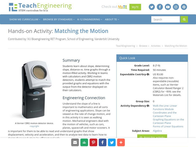 Teach Engineering: Matching the Motion Activity Teach Engineering: Matching the Motion Activity