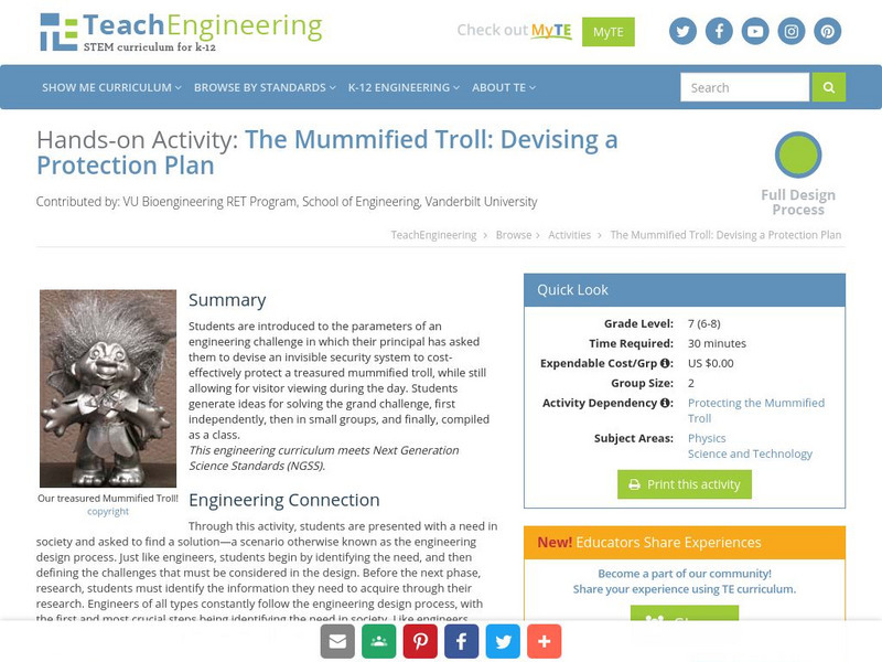 Teach Engineering: The Mummified Troll: Devising a Protection Plan Activity Teach Engineering: The Mummified Troll: Devising a Protection Plan Activity
