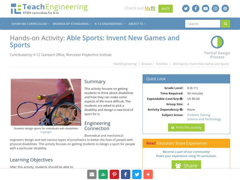 Teach Engineering: Able Sports Activity Teach Engineering: Able Sports Activity