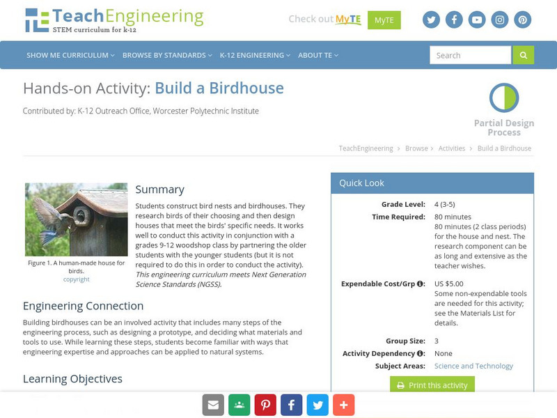 Teach Engineering: Build a Birdhouse Activity Teach Engineering: Build a Birdhouse Activity