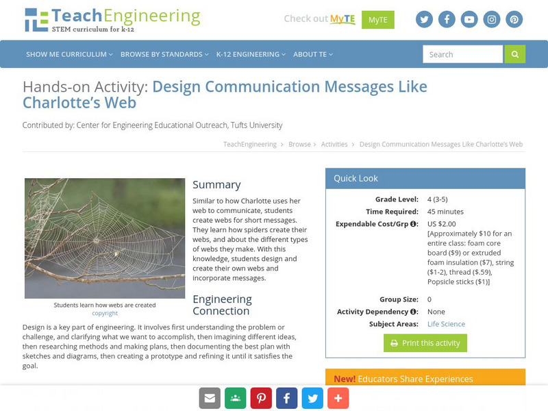 Teach Engineering: Charlotte's Web Activity Teach Engineering: Charlotte's Web Activity