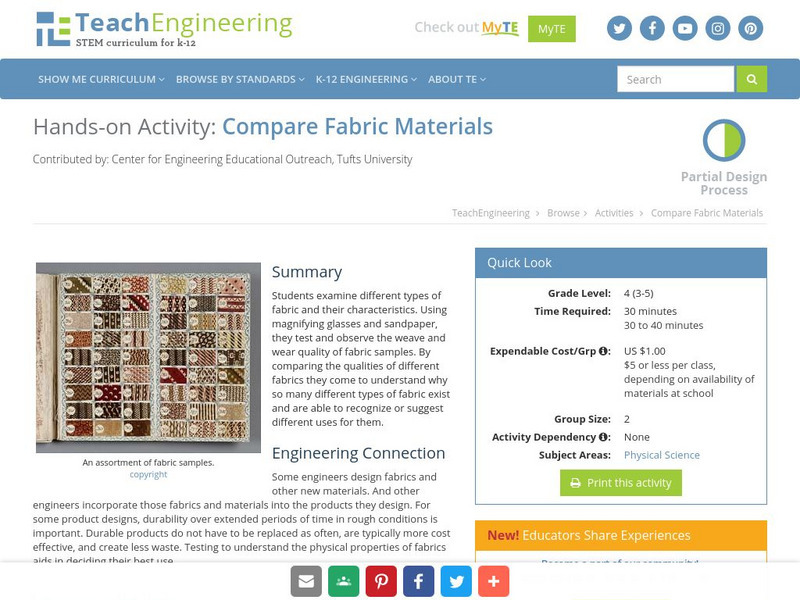 Teach Engineering: Compare Fabric Materials Activity