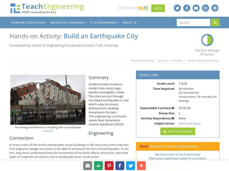 Teach Engineering: Build an Earthquake City Activity Teach Engineering: Build an Earthquake City Activity