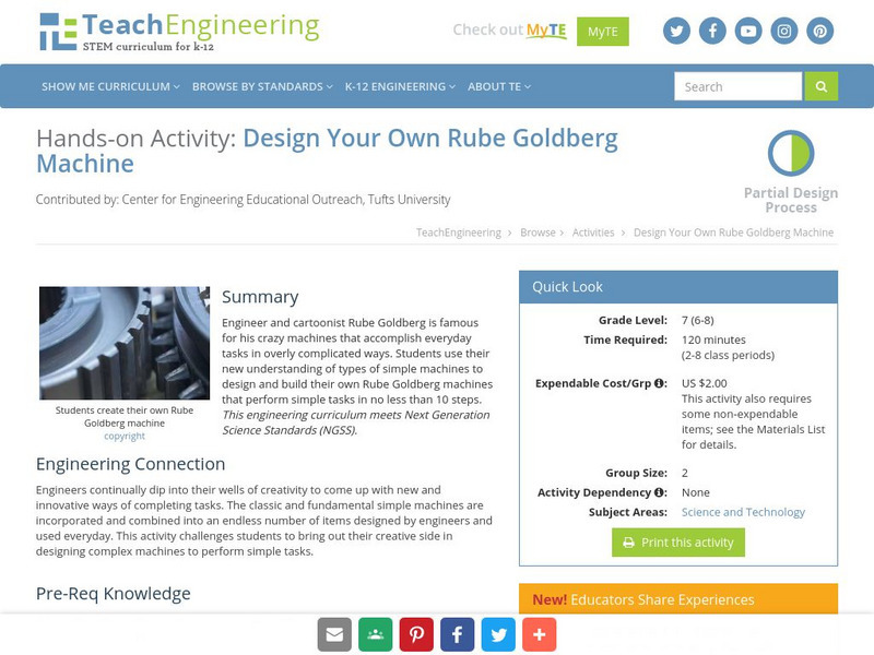Teach Engineering: Design Your Own Rube Goldberg Machine Activity