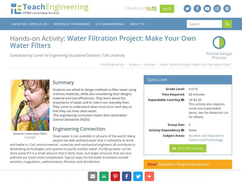 Teach Engineering: Water Filtration Activity