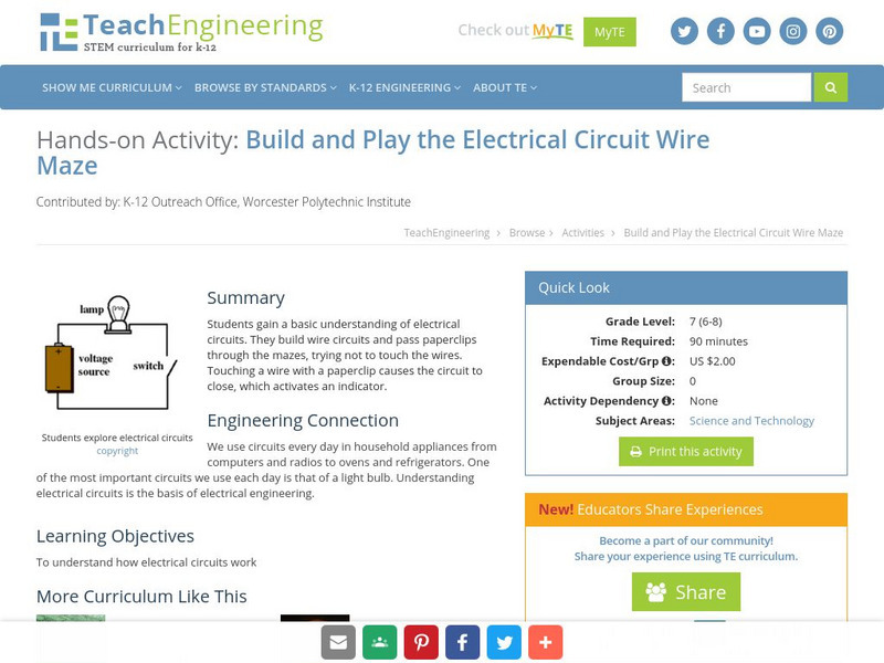 Teach Engineering: Wire Maze Activity Teach Engineering: Wire Maze Activity