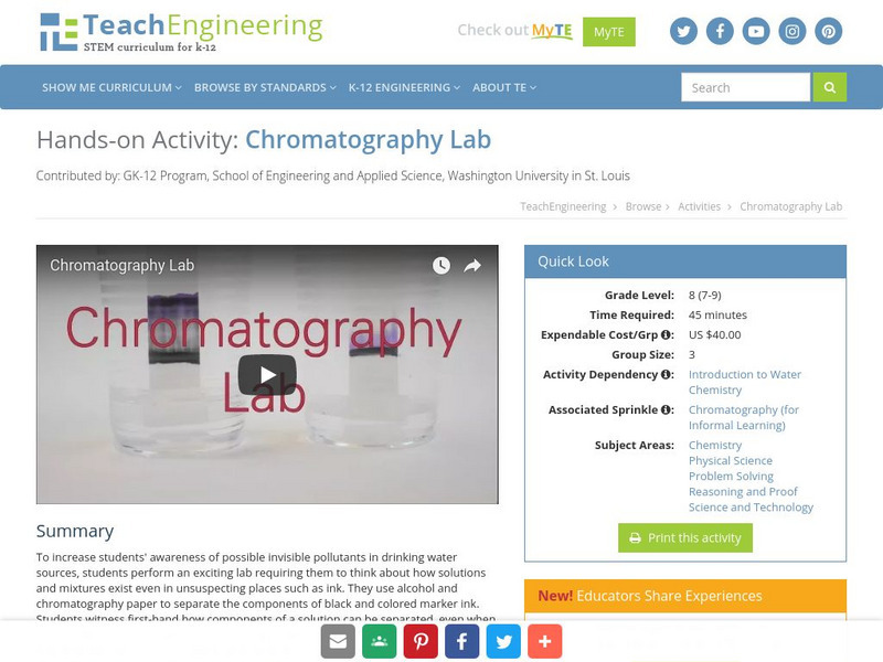 Teach Engineering: Chromatography Lab Activity Teach Engineering: Chromatography Lab Activity