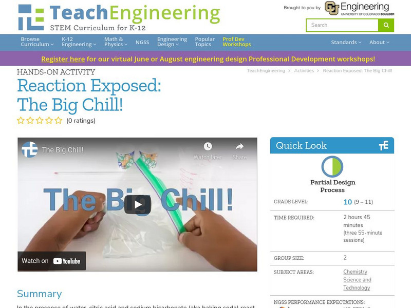 Teach Engineering: Reaction Exposed: The Big Chill! Activity Teach Engineering: Reaction Exposed: The Big Chill! Activity