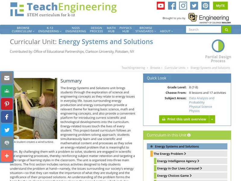 Teach Engineering: Energy Systems and Solutions Activity Teach Engineering: Energy Systems and Solutions Activity