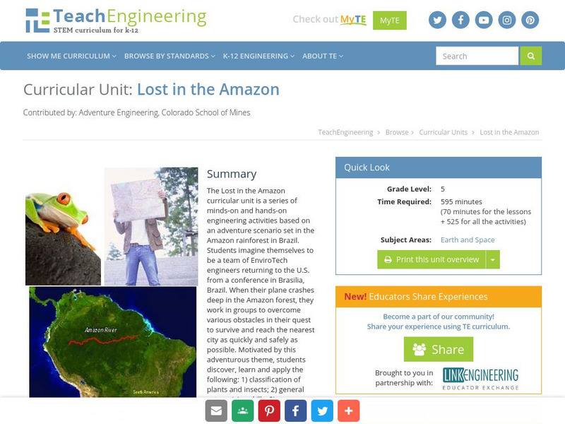 Teach Engineering: Lost in the Amazon Unit Plan Teach Engineering: Lost in the Amazon Unit Plan