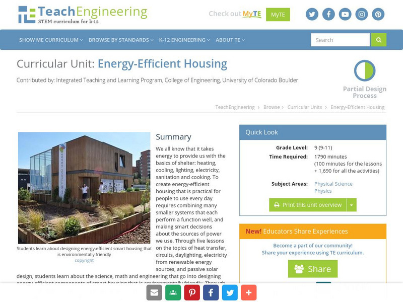 Teach Engineering: Energy Efficient Housing Unit Plan Teach Engineering: Energy Efficient Housing Unit Plan