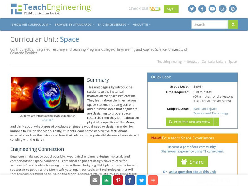 Teach Engineering: Space Unit Plan Teach Engineering: Space Unit Plan