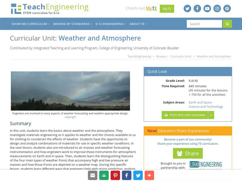 Teach Engineering: Weather and Atmosphere Unit Plan Teach Engineering: Weather and Atmosphere Unit Plan