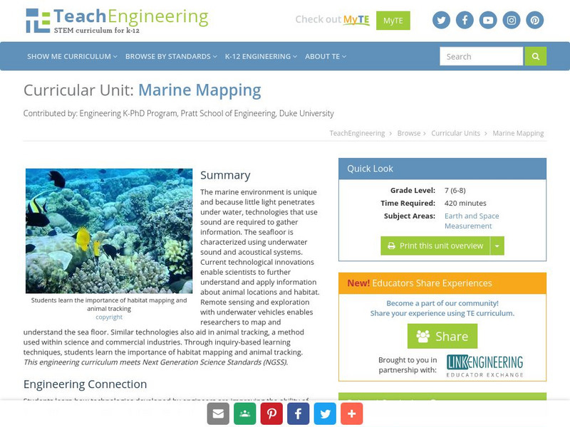 Teach Engineering: Marine Mapping Unit Plan Teach Engineering: Marine Mapping Unit Plan