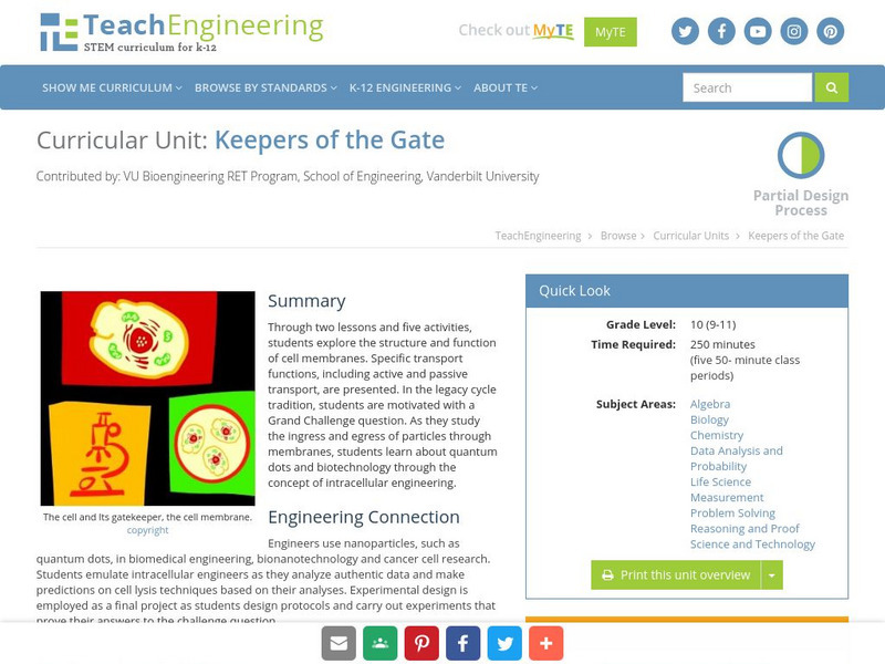 Teach Engineering: Keepers of the Gate Unit Plan Teach Engineering: Keepers of the Gate Unit Plan