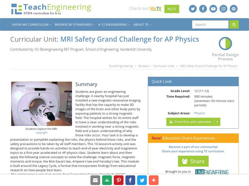 Teach Engineering: Mri Safety Grand Challenge Unit Plan Teach Engineering: Mri Safety Grand Challenge Unit Plan