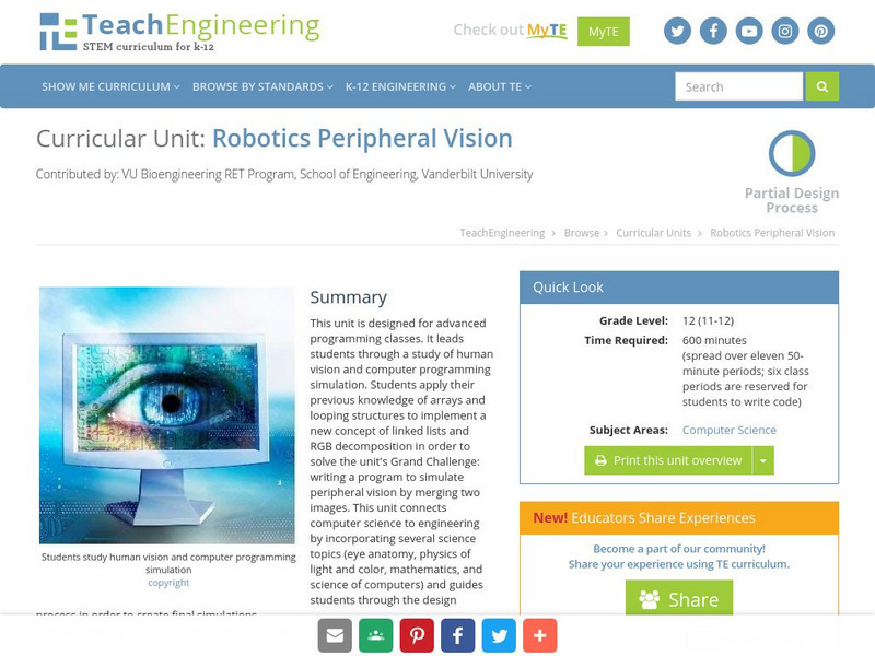 Teach Engineering: Robotics Peripheral Vision Unit Plan Teach Engineering: Robotics Peripheral Vision Unit Plan
