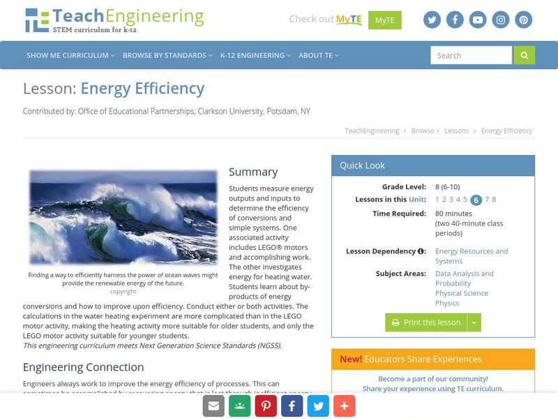 Teach Engineering: Energy Efficiency Lesson Plan Teach Engineering: Energy Efficiency Lesson Plan