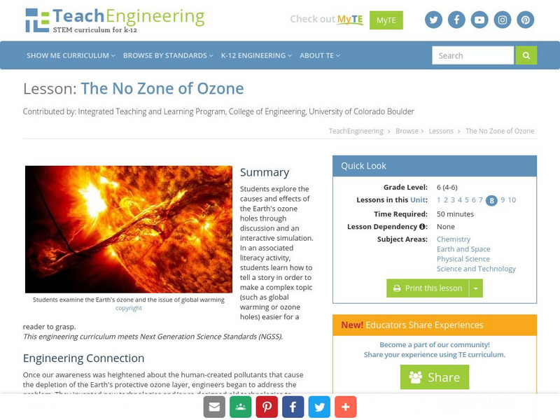 Teach Engineering: The No Zone of Ozone Lesson Plan Teach Engineering: The No Zone of Ozone Lesson Plan