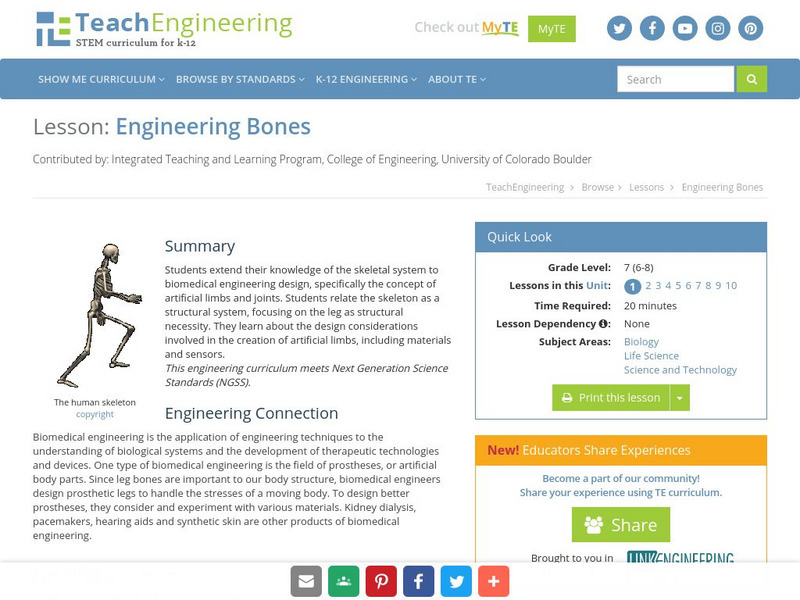 Teach Engineering: Engineering Bones Lesson Plan Teach Engineering: Engineering Bones Lesson Plan
