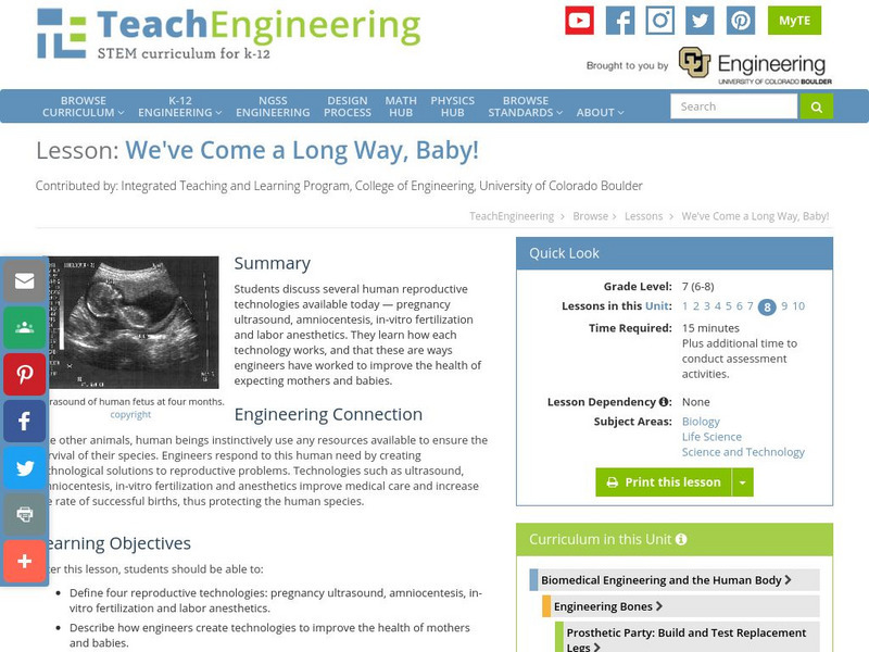 Teach Engineering: We've Come a Long Way, Baby! Lesson Plan Teach Engineering: We've Come a Long Way, Baby! Lesson Plan