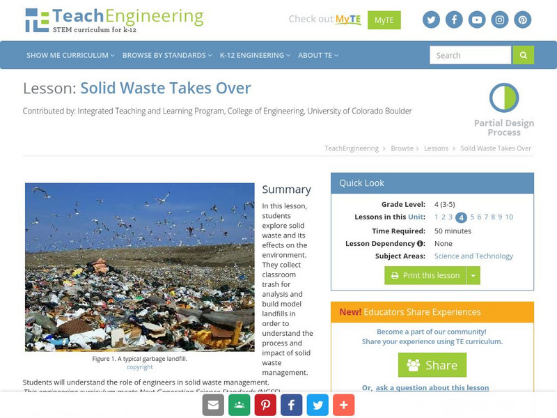 Teach Engineering: Solid Waste Takes Over Lesson Plan Teach Engineering: Solid Waste Takes Over Lesson Plan
