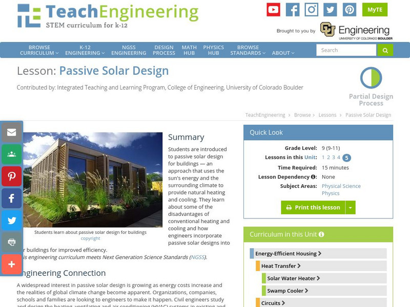 Teach Engineering: Passive Solar Design Lesson Plan Teach Engineering: Passive Solar Design Lesson Plan
